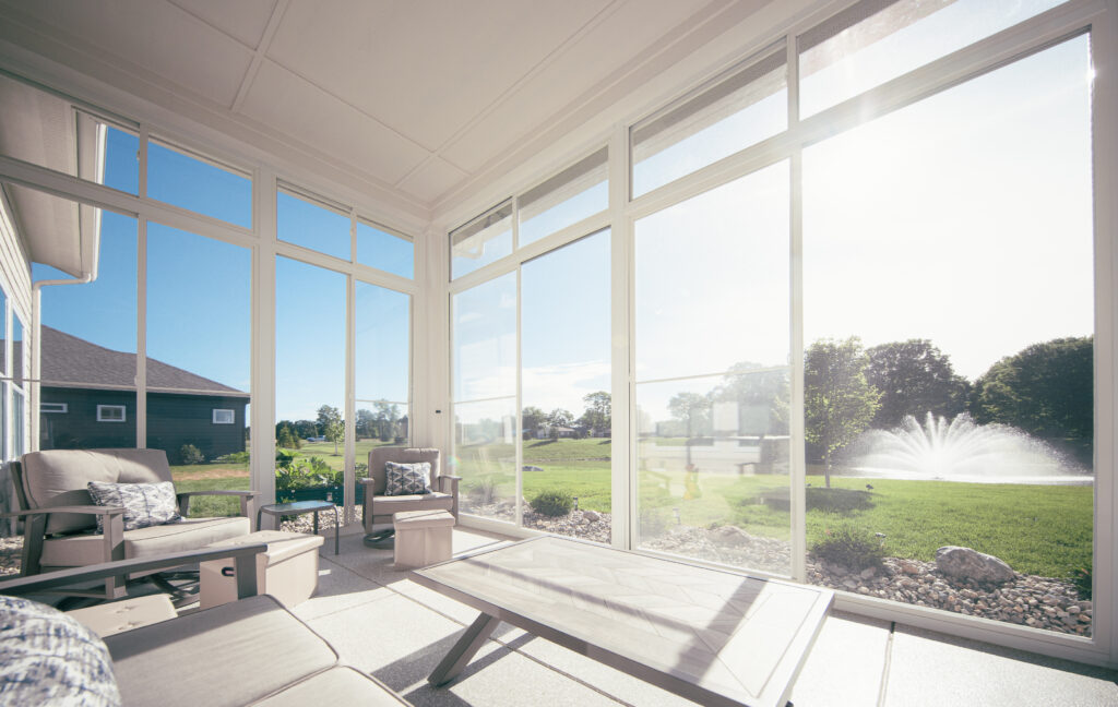 Inside the Covey porch enclosure with seating